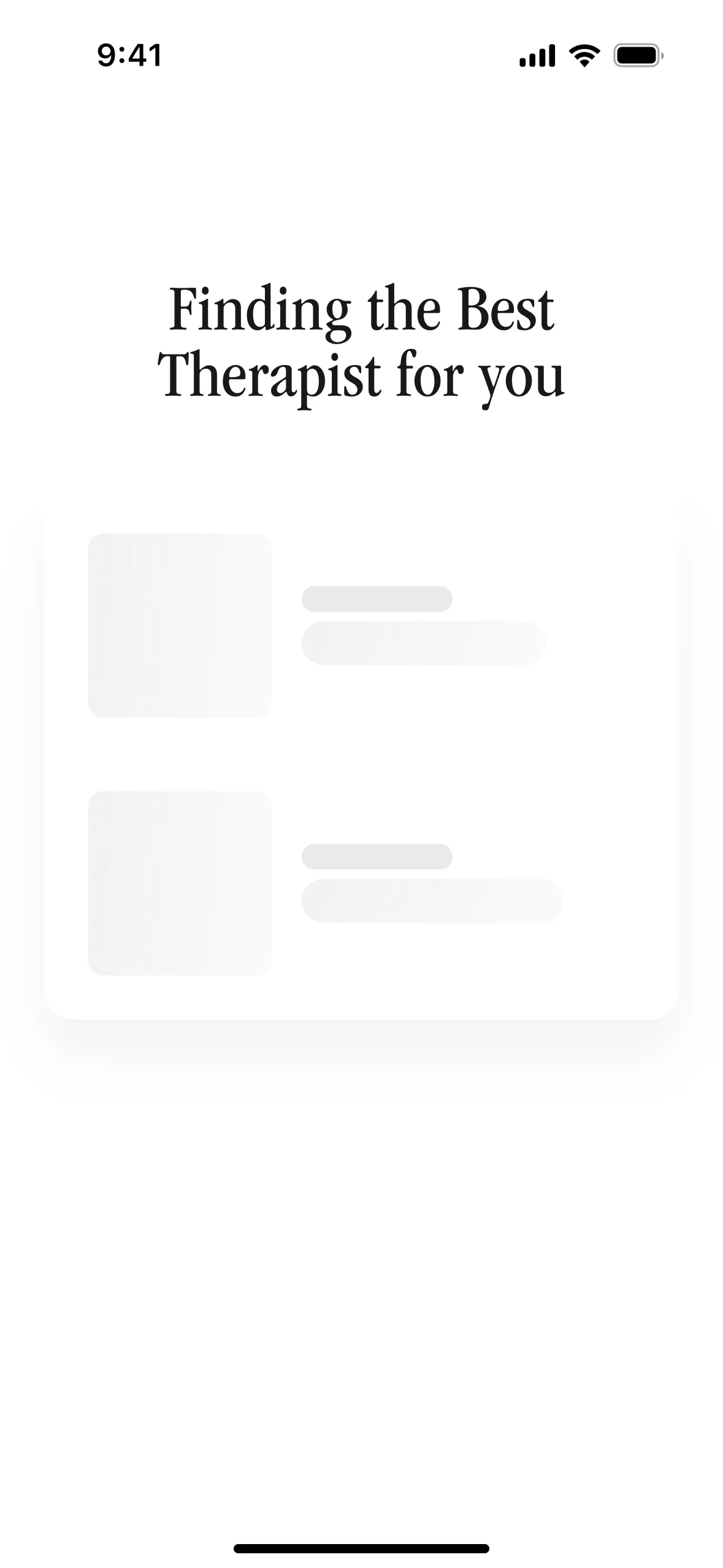 Finding the best therapist for you, match in progress